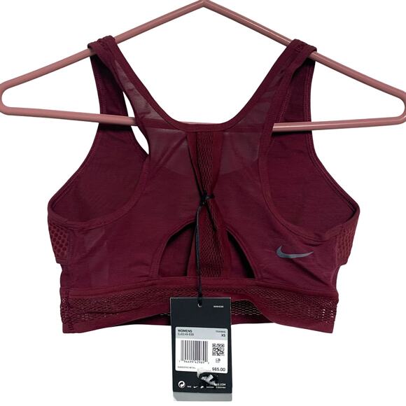 Nike Women's Maroon Training Mesh Padded Sports Racerback Bra Size XS - Picture 2 of 4